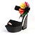 זול נעלי נשים-Leatherette Wedge Heel Sandals Party / Evening Shoes With Flower