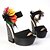 זול נעלי נשים-Leatherette Wedge Heel Sandals Party / Evening Shoes With Flower