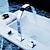abordables Agujeros múltiples-Grifo de cobre para lavabo de baño, grifos de baño de dos manijas cromados generalizados con tres orificios con interruptor y válvula de agua caliente y fría