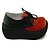 cheap Lolita Footwear-Wine Red and Black 9cm Wedge Punk Lolita Shoes with Shoelace