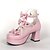 cheap Lolita Footwear-PU Leather 7.5cm High Heel Sweet Lolita Shoes with Bow