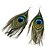 cheap Earrings-Bohemian National Wind Peacock Feather Earrings