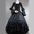 billige Lolitakjoler-Langermet Floor lengde Svart Satin Aristocrat Lolita Dress