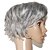 voordelige Haarextensions en haarstukken-100% indian remy haar lace front zijdeachtige rechte korte grijze pruik