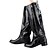 baratos Sapatos de mulher-Elegantes botas de couro Baixo Salto Knee High com zíper partido / Evening Shoes