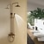 billige Dusjhoder-Dusjsystem Sett - Regnfall Antikk Antikk Messing Dusjsystem Keramisk Ventil Bath Shower Mixer Taps / #