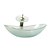 cheap Vessel Sinks-Sull Polish Ingot Style Tempered Glass Vessel Sink with Waterfall Faucet, Mounting Ring and Water Drain