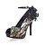 cheap Women&#039;s Shoes-Summer Platform Office &amp; Career Stiletto Heel Platform Satin Flower Buckle Stitching Lace Black Red
