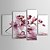 cheap Oil Paintings-Hand-Painted Floral/Botanical Any Shape Canvas Oil Painting Home Decoration Four Panels