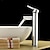 abordables Classiques-Robinet d&#039;évier de salle de bain, style campagnard en laiton chromé mitigeur monotrou robinets de bain avec interrupteur chaud et froid et valve