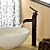 abordables Clásico-Grifo de lavabo de baño retro, cascada, recipiente de bronce frotado con aceite, grifos de baño de un solo orificio con un solo orificio con interruptor de frío y calor