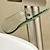abordables Clásico-Grifos de lavabo de baño en cascada con caño de vidrio, estilo contemporáneo de latón, manija única, un orificio, acabado de níquel cepillado con interruptor frío y caliente