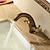 voordelige Klassiek-antieke koperen badkamer wastafelkraan, tafeltype kraanset messing twee handgrepen eengats badkranen met warm en koud waterschakelaar