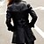 billige Frakker og trenchcoats til kvinder-Kvinder Belted Solid Color PU Leather Trench Coat