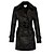 billige Frakker og trenchcoats til kvinder-Kvinder Belted Solid Color PU Leather Trench Coat