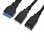 levne Kabely-USB 3.0 20P Muž na 2 x AF kulatý kabel (25 cm, černá)