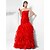 cheap Special Occasion Dresses-Ball Gown Open Back Prom Formal Evening Dress Strapless Sleeveless Floor Length Organza with Pick Up Skirt Side Draping 2022