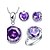 billiga Smyckeset-Fin 18K Gorgeous STRASS med lila kristall pläterad Kvinnors Inklusive hängande Örhängen Ringar
