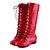 cheap Women&#039;s Boots-Women&#039;s Spring Fall Fashion Boots Patent Leather Casual Dress Flat Heel Lace-up Black Blue Pink Red White