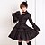 baratos Vestidos Lolita-Ribbons Gothic Lolita Lace Dress Outfits Women&#039;s Girls&#039; Cotton Japanese Cosplay Costumes Plus Size Customized Black Ball Gown Solid Colored Puff Balloon Sleeve Long Sleeve Knee Length Medium Length