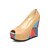 cheap Women&#039;s Heels-Women&#039;s Spring / Fall Peep Toe Leatherette Dress Wedge Heel Black / Ivory