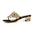 billige Sandaler til kvinner-Sko - Lær - Tykk hæl - Sandal - Sandaler / høye hæler - Formell - Svart / Gull