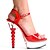 cheap Anime Cosplay Shoes-Bright Red PU Leather Slingbacks 3.5cm Platform 14.5cm Stiletto Heel Sandals