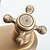 economico Multiforo-rubinetto del lavandino del bagno in rame antico, rubinetti da bagno a due fori con due maniglie montate sul ponte centrale con interruttore e valvola calda e fredda