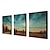 levne Olejomalby-Ručně malované Krajina / Abstraktní krajinka Tři panely Plátno Hang-malované olejomalba For Home dekorace