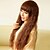 cheap Synthetic Trendy Wigs-Capless Cute Long Curly High Quality Synthetic Light Golden Brown Full Bang Hair Wig