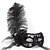 cheap Accessories-Black Floral Lace Feather Mask Halloween Props Cosplay Accessories