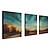levne Olejomalby-Ručně malované Krajina / Abstraktní krajinka Tři panely Plátno Hang-malované olejomalba For Home dekorace