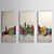 levne Abstraktní malby-Ručně malované Abstraktní / Abstraktní krajinka Tři panely Plátno Hang-malované olejomalba For Home dekorace