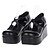 Χαμηλού Κόστους Lolita Υποδήματα-Χειροποίητα Μαύρου Σταυρού Belt PU Leather 6 εκατοστά Σφήνα Classic παπούτσια Lolita