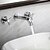 abordables Grifería para lavabos-Baño grifo del fregadero - De Pared / Separado Cromo Colocado en la Pared Dos asas de tres agujerosBath Taps