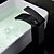 voordelige Klassiek-koperen badkamer wastafel kraan, waterval zwarte olie gewreven bronzen vat enkele handgreep een gat badkranen met warme en koude schakelaar;