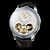 ieftine Ceasuri Mecanice-Bărbați Ceas de Mână ceas mecanic Mecanism automat Piele Negru Gravură scobită Analog Lux - Alb Negru / Oțel inoxidabil