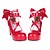 voordelige Lolita-schoeisel-Schoenen Gothic Schattig Klassiek en Tradtioneel Lolita Schattig Klassiek Princes Hoge Hak Schoenen Strik 7 cm CM Rood Voor Dames Lakleer Halloweenkostuums