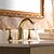 billige Armaturer til badeværelset-Bathroom Sink Faucet - Waterfall Ti-PVD Widespread Three Holes / Two Handles Three HolesBath Taps