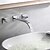 billige Armaturer til badeværelset-Håndvasken vandhane - Vandfald Krom Vægmonteret Tre Huller / To Håndtag tre hullerBath Taps