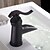 billige Klassisk-Håndvasken vandhane - Vandfald Olie-gnides Bronze Centersat Enkelt håndtag Et HulBath Taps / Ja / Messing / Messing / Messing / Ja