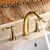 billige Armaturer til badeværelset-Håndvasken vandhane - Vandfald Ti-PVD Udspredt Tre Huller / To Håndtag tre hullerBath Taps
