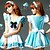 preiswerte Lolita Kleider-Dienstmädchenuniform Karriere Kostüme Cosplay Kostüme Party Kostüme Damen Hausmädchenuniform Halloween Karneval Fest / Feiertage Polyester Weiß + blau Damen Karneval Kostüme Patchwork / Kleid / Kleid