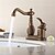 billige Armaturer til badeværelset-Håndvasken vandhane - Standard Antik Messing Vandret Montering To Huller / Enkelt håndtere to HullerBath Taps