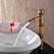cheap Classical-Vintage Bathroom Sink Mixer Faucet, Retro Style Monobloc Washroom Basin Vessel Taps Brass Single Handle Deck Mounted, Traditional with Hot and Cold Water Hose