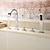 abordables Robinets pour baignoire-robinet de baignoire monté sur le pont, robinet de salle de bain bain mélangeur de remplissage de baignoire romaine en laiton avec pulvérisateur à main, 5 trous et 3 poignées avec tuyau d&#039;eau chaude froide