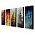 cheap Oil Paintings-Oil Painting Hand Painted - Landscape Canvas Five Panels