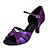 cheap Latin Shoes-Women&#039;s Latin Shoes Elastic Fabric Heel Customized Heel Customizable Dance Shoes Purple / Leather