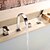 halpa Ammehanat-Ammehana - Nykyaikainen Kromi Roomalainen kylpyamme Keraaminen venttiili Bath Shower Mixer Taps / Kaksi kahvaa neljä reikää