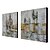 levne Abstraktní malby-Ručně malované Abstraktní / Abstraktní krajinka Dva panely Plátno Hang-malované olejomalba For Home dekorace